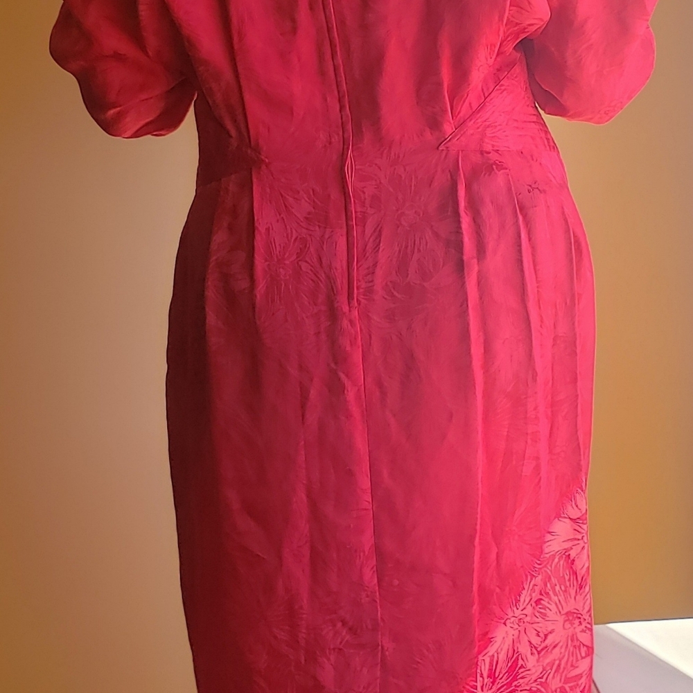 Argenti Vintage Red Silk Dress, Sz 12 - Picture 12 of 12